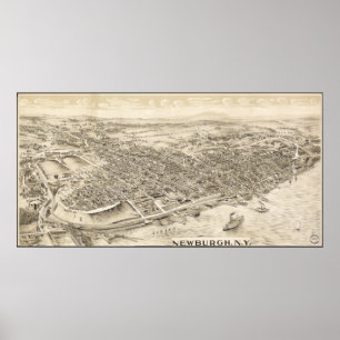 Newburgh New York 1900 Antiek Panorama Poster