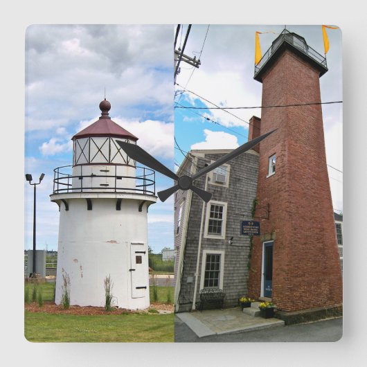 Newburyport Range Lights, MA Square Clock Vierkante Klok (Voorkant)