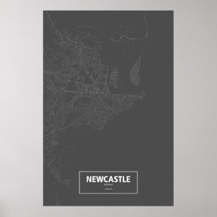 Newcastle, Australië (wit op zwart) Poster