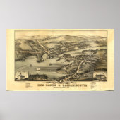 Newcastle & Damariscotta Maine 1878 Panoramic Map Poster (Voorkant)