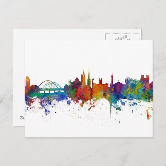 Newcastle England Skyline Briefkaart (Voorkant / Achterkant)