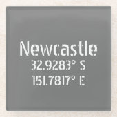 Newcastle NSW Latitude Longitude Glazen Onderzetter (Voorkant)