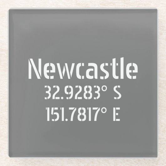 Newcastle NSW Latitude Longitude Glazen Onderzetter (Voorkant)