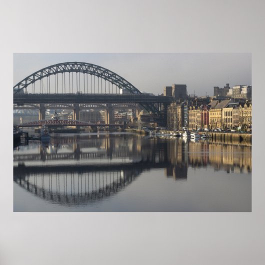 Newcastle Quayside & de Tyne Bridge Poster (Voorkant)