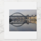 Newcastle Quayside & de Tyne Bridge Wijn Etiket (Enkel label)