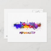 Newcastle skyline in watercolor briefkaart (Voorkant / Achterkant)