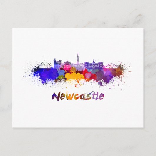 Newcastle skyline in watercolor briefkaart (Voorkant)