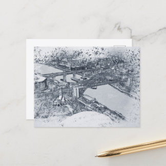 Newcastle Tyne Bridge Artistieke Schets Briefkaart