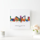 Newcastle UK Skyline Vierkante Klok (Huis)