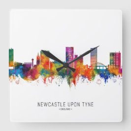 Newcastle UK Skyline Vierkante Klok