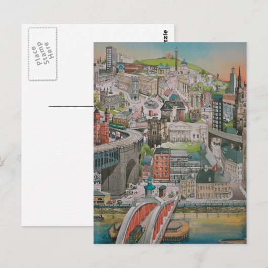 Newcastle upon Tyne through Years Post Card Briefkaart (Voorkant / Achterkant)