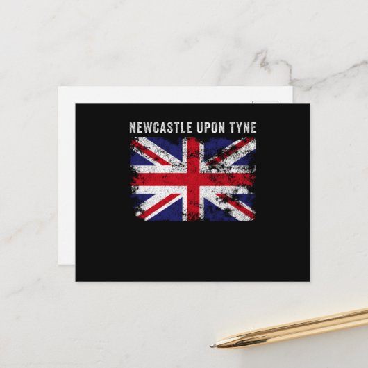 Newcastle Upon Tyne UK Flag England Souvenir Briefkaart (Voorkant / Achterkant in situ)