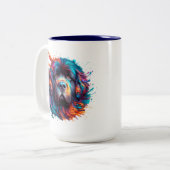 Newf Head Paint Splatter Mok Home of Reizen (Voorkant links)