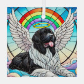 Newf Landseer Angel onder Rainbow Glass Ornament (Achterkant)