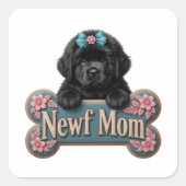 Newf Moeder Bot Vierkante Sticker (Voorkant)