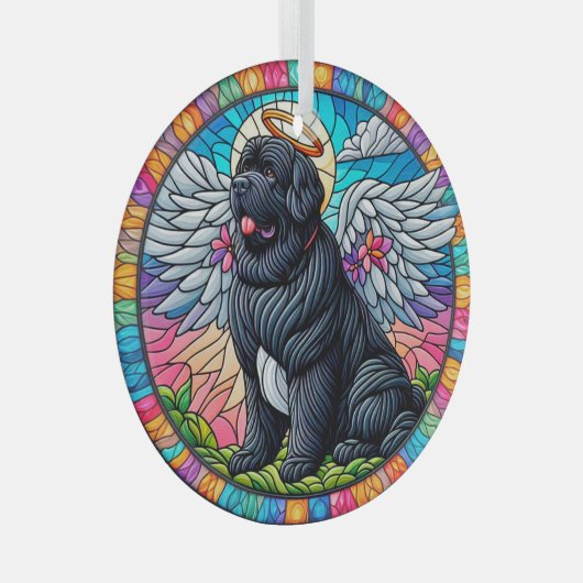 Newfie Angel Kleurrijke Glas in lood Style Ornamen Glas Ornament (Voorkant Rechts)