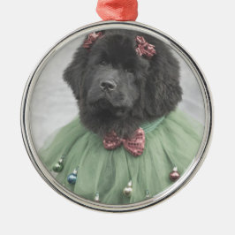 Newfie-baby onder de boom metalen ornament