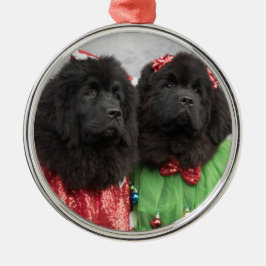 Newfie baby's onder de boom metalen ornament