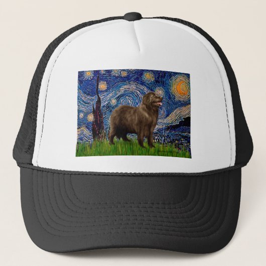 Newfie (bruin) - De sterrenhemel Trucker Pet (Voorkant)
