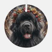 Newfie Christmas Swirls en Glitter Glas Ornament (Achterkant)