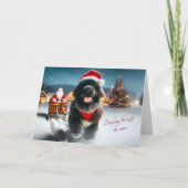 Newfie Dashing Door De Sneeuwkerst Kaart (Voorkant)