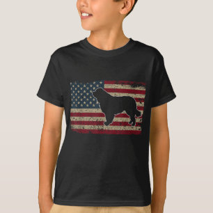 Newfie Dog America Flag Patriottic Hondenliefhebbe T-shirt