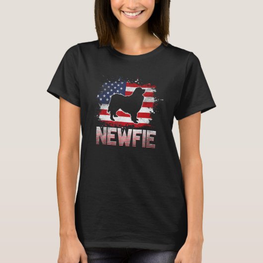 Newfie Dog USA Flag Newfoundland 1 T-shirt (Voorkant)