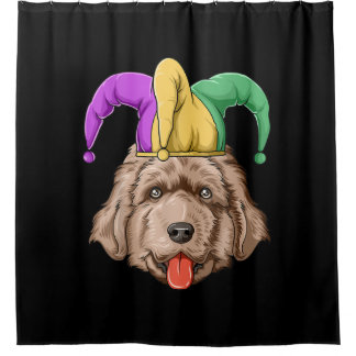 Newfie-hond met pet | cadeau voor eigenaars van ni douchegordijn