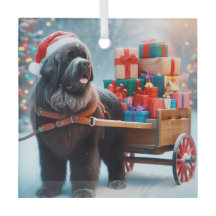 Newfie Kerstman met een kar vol cadeaus Ornament