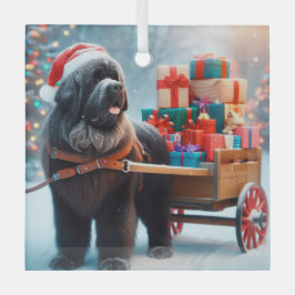 Newfie Kerstman met een kar vol cadeaus Ornament