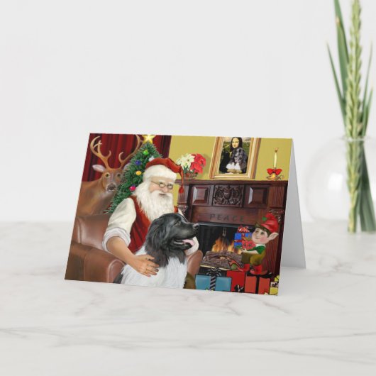 Newfie Landseer van de Kerstman Feestdagen Kaart (Voorkant)