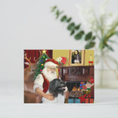 Newfie Landseer van de Kerstman Feestdagenkaart (Staand voorkant)