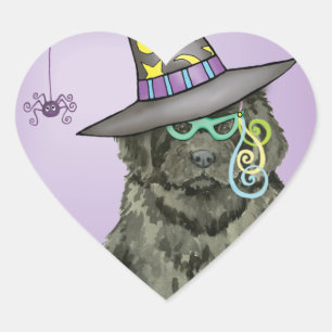 Newfie Witch Hart Sticker