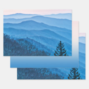 Newfound Gap Sunrise Blue & Pink Ridges Foto Inpakpapier Vel