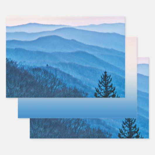 Newfound Gap Sunrise Blue & Pink Ridges Foto Inpakpapier Vel (Set)