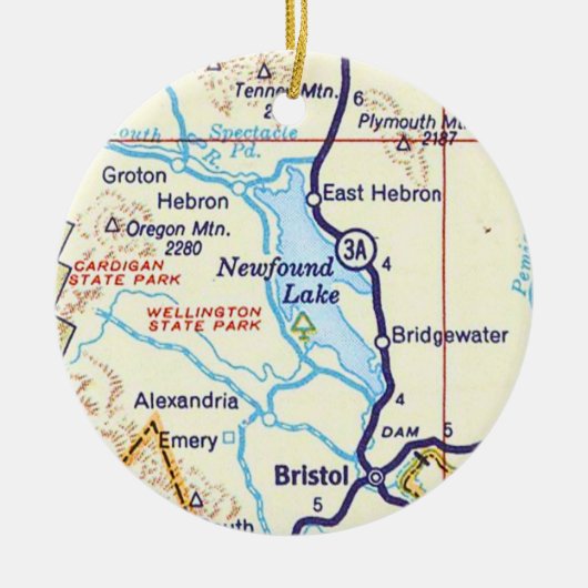 Newfound Lake, NH Kaart Kerst Ornament (Voorkant)