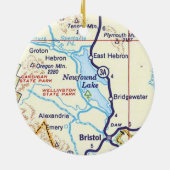 Newfound Lake, NH Kaart Kerst Ornament (Achterkant)