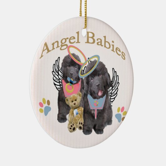Newfoundland Angel Babies Keramisch Ornament (Rechts)