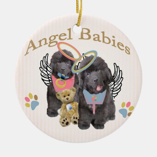 Newfoundland Angel Babies Keramisch Ornament (Voorkant)