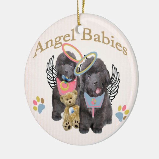 Newfoundland Angel Babies Keramisch Ornament (Links)