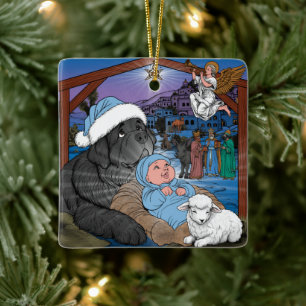 Newfoundland Baby Jezus Keramisch Ornament