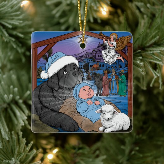 Newfoundland Baby Jezus Keramisch Ornament (Boom)