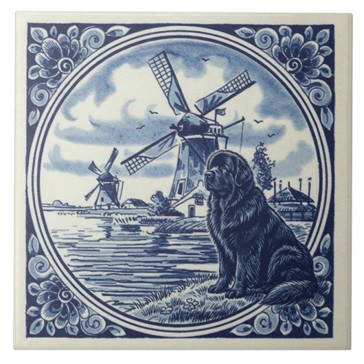 Newfoundland bij de Nederlandse windmolens Tegeltje (Voorkant)