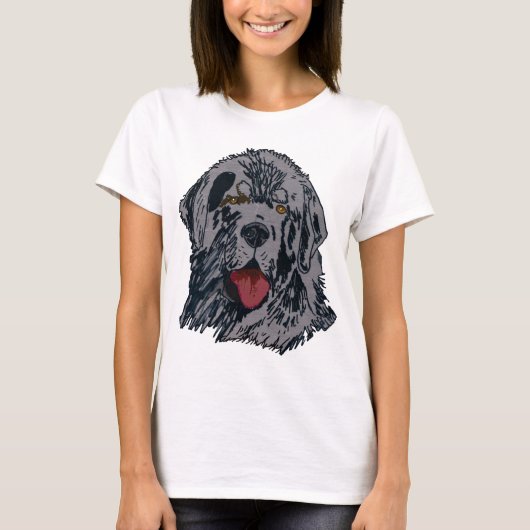 Newfoundland - Black Newfie-portret T-shirt (Voorkant)