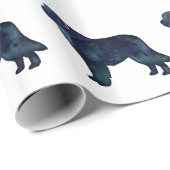 Newfoundland Black Waterverf Silhouette Cadeaupapier (Rol Hoek)