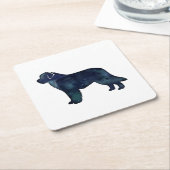 Newfoundland Black Waterverf Silhouette Kartonnen Onderzetters (Schuin)