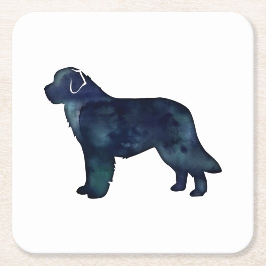 Newfoundland Black Waterverf Silhouette Kartonnen Onderzetters (Voorkant)