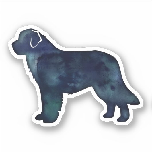 Newfoundland Black Waterverf Silhouette Sticker (Voorkant)