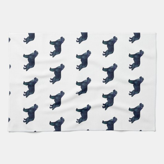 Newfoundland Black Waterverf Silhouette Theedoek (Horizontaal)