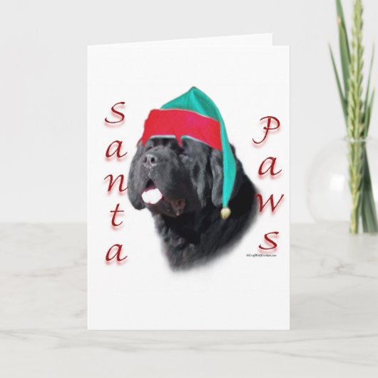 Newfoundland (blk) Santa Paws Feestdagen Kaart (Voorkant)